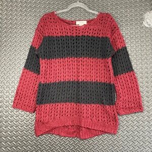 Workshop Andrea Jovine Red Black Knitted Acrylic Pullover Sweater Women's Size S
